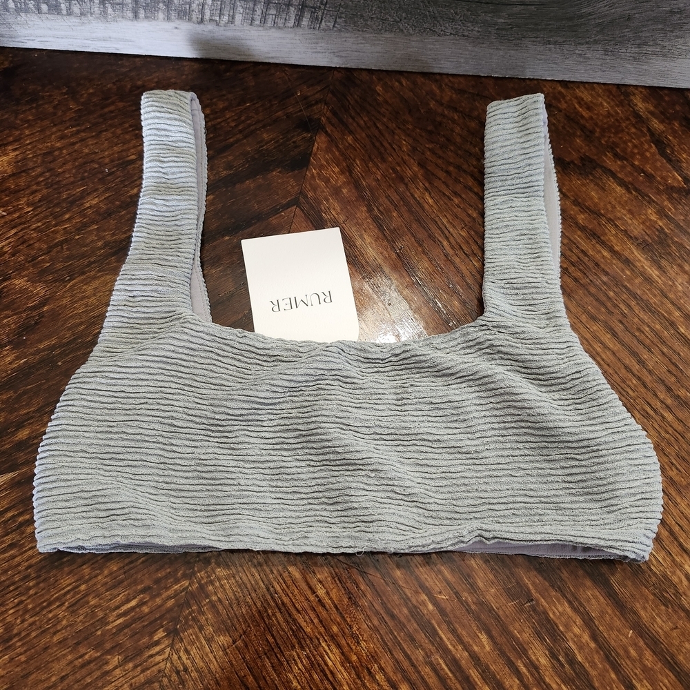 NWT Revolve Rumer Seafoam Ribbed Crop Or Swim Top. Sz M